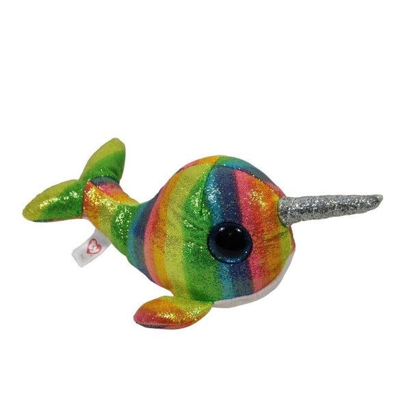 Ty Beanie Boos Nori Narwhal Whale Rainbow Fish Plush Stuffed Animal 2019 - Picture 1 of 7